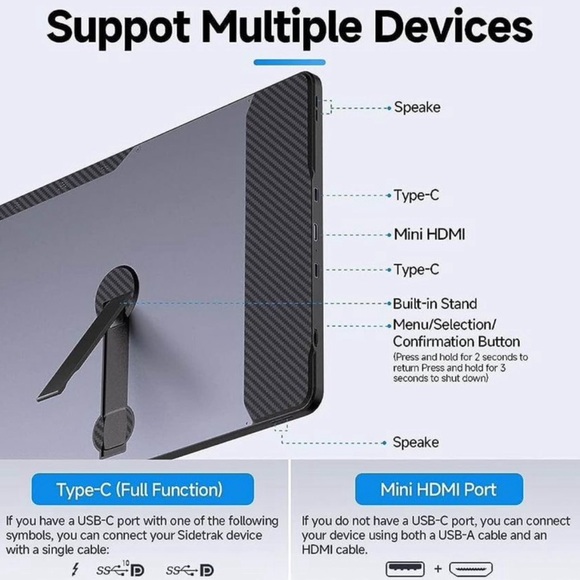 Maxfree F2 Triple Monitor Laptop Screen Extender - 14” - Picture 8 of 9